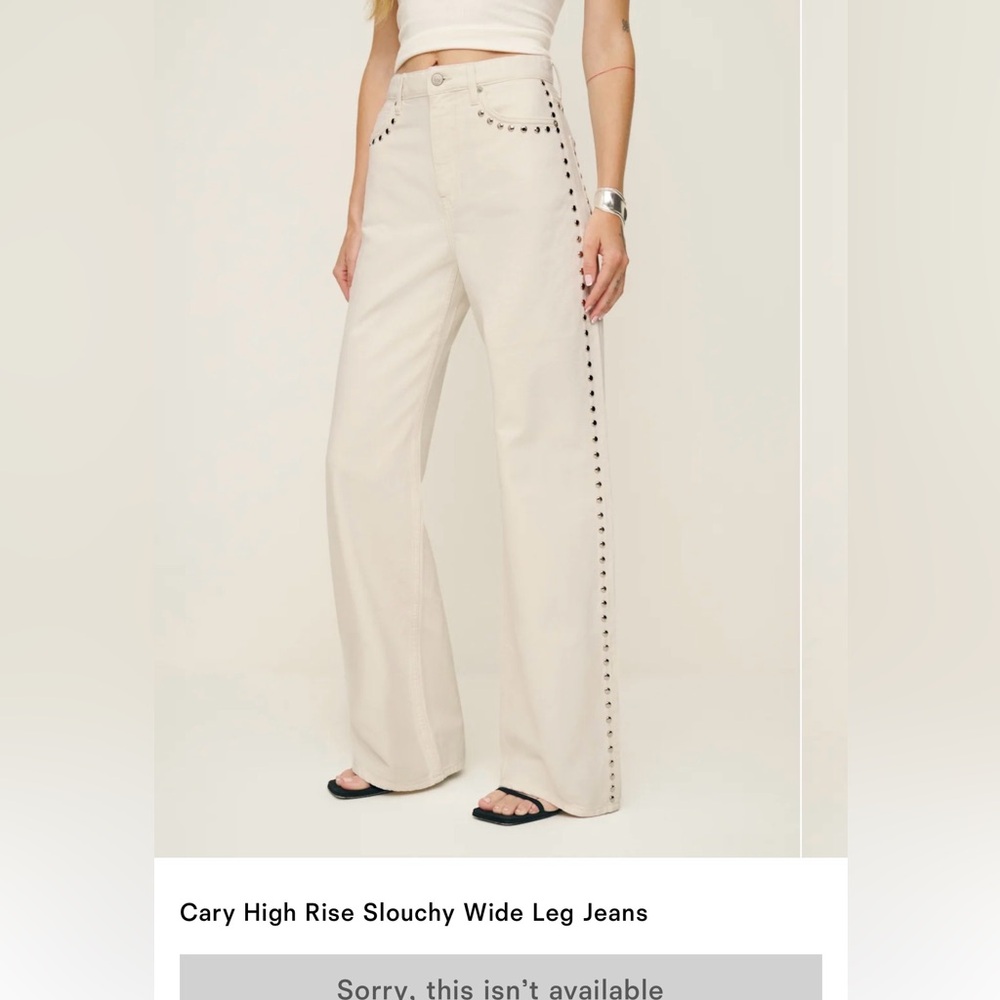 Reformation Cary High Rise Slouchy Wide Leg Jeans Natural - Size 30